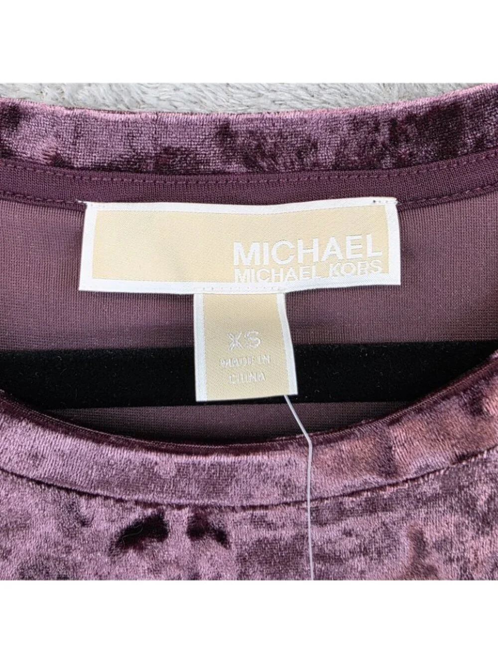 Michael Kors Dress Womens XS Purple Velvet Long Sleeve Bodycon Midi Party
